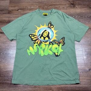 Smiley Market Butterfly Graphic Tee Mens L Green Streetwear Skater Rare